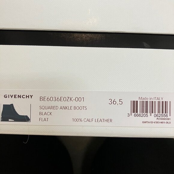 GIVENCHY SQUARED LACE-UP BLACK LEATHER WOMEN'S ANKLE BOOTS Sz. 36.5 Exc Cond - Picture 7 of 7